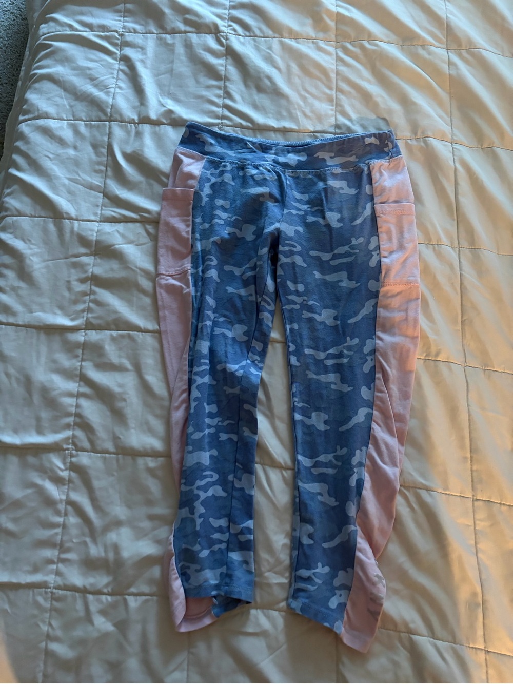 DKNY Blue Camo Leggings with Pink Side Panels